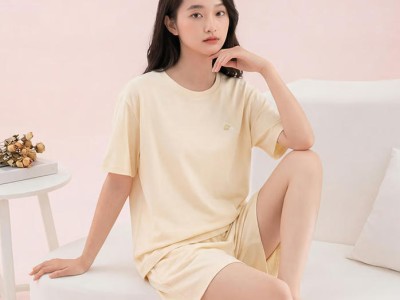 圆领睡衣女士家居服休闲短袖短裤套装图1